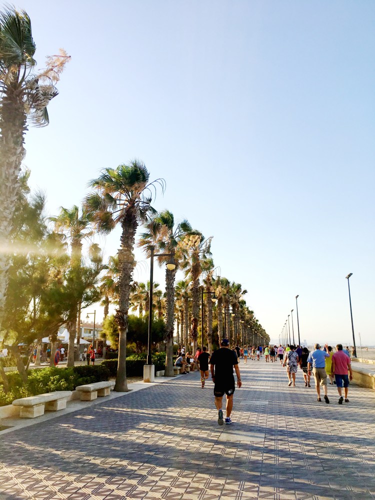 Promenade at Playa Malvarrosa in Valencia, Spain