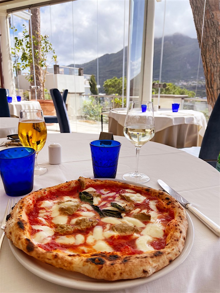 Woodfire pizza at San Montano in Ischia, Italy