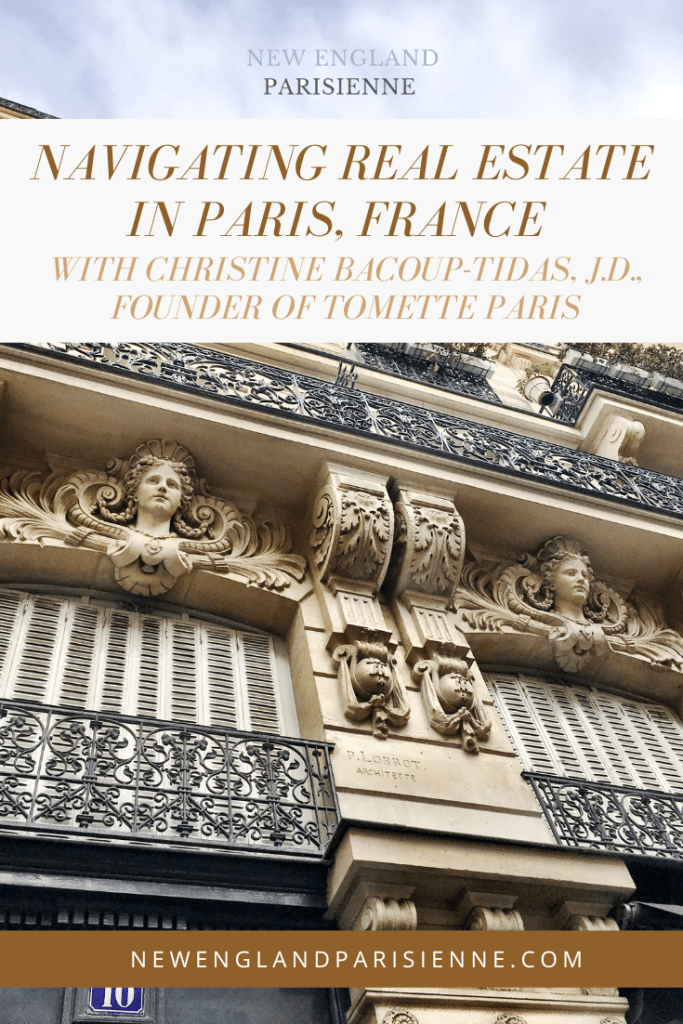 Graphic, an interview with Christine Bacoup-Tidas, J.D., founder of Tomette Paris and a seasoned independent buyer's agent in Paris, France