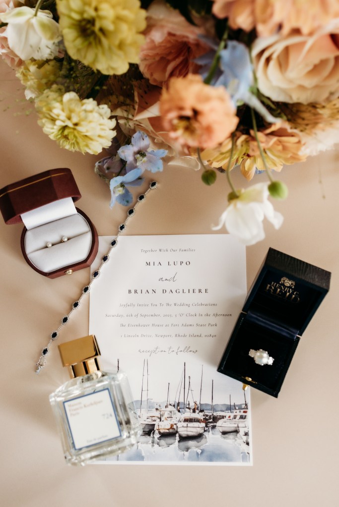 Newport Rhode Island wedding photography featuring nautical wedding invitation
