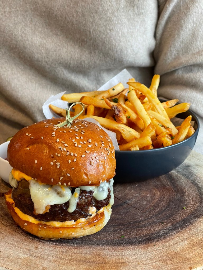 Burger and fries at The Cottage in Greenwich, CT